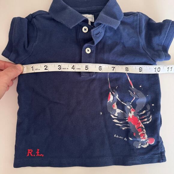 Ralph Lauren Baby Navy Blue Polo Tie Dye Lobster Shirt Size 9M - Picture 5 of 6